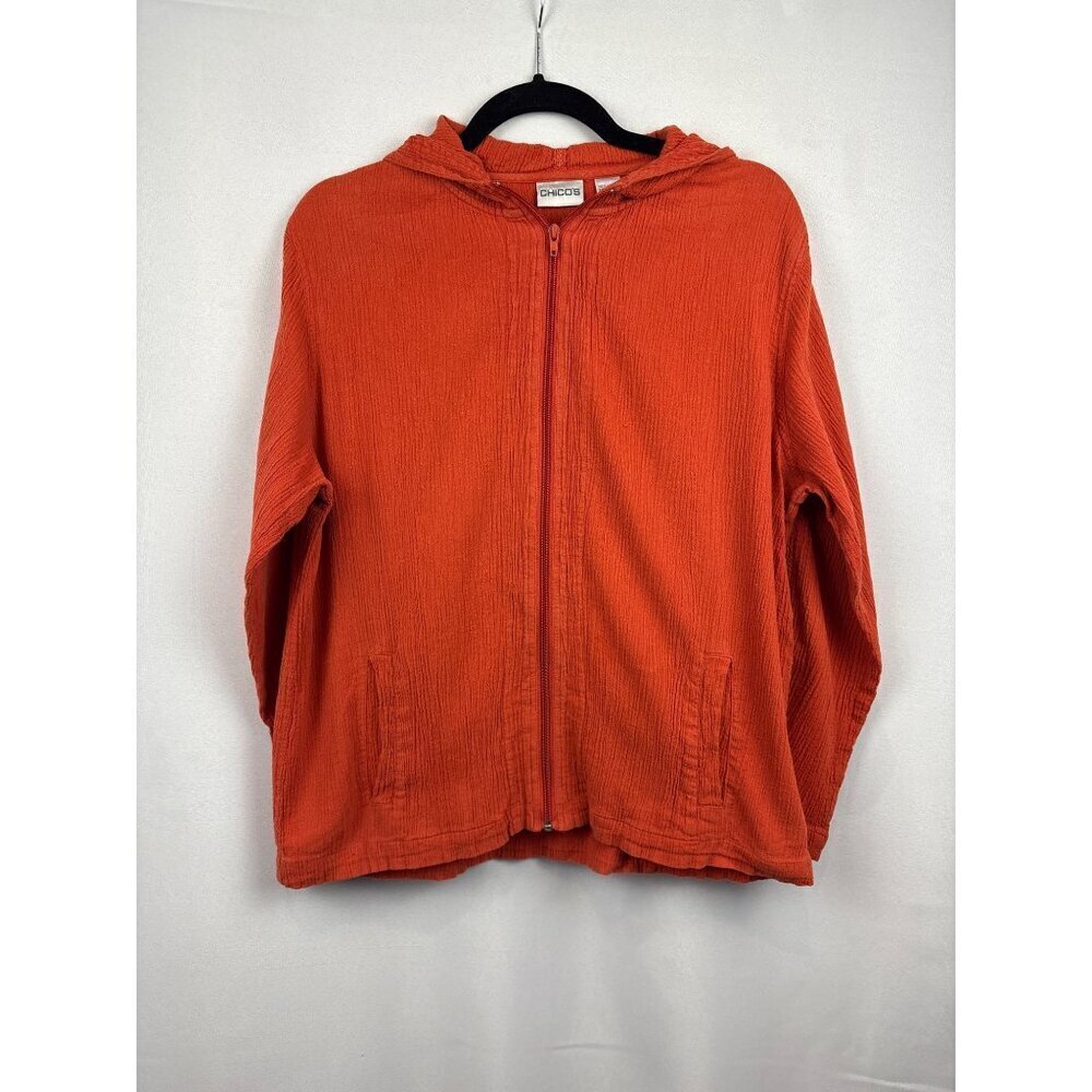 Women’s Chico’s Orange Zip Hoodie Size 1
